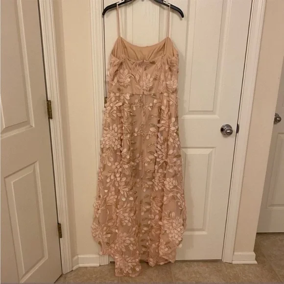 XSCAPE Floral-Appliqués High-Low Gown in Blush - Picture 7 of 11